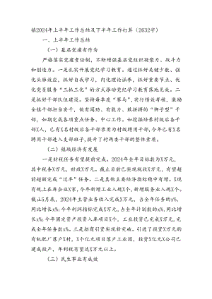 镇2024年上半年工作总结及下半年工作打算（2632字）.docx