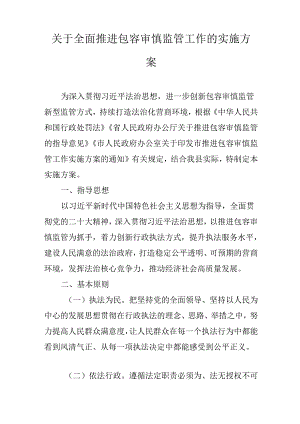 关于全面推进包容审慎监管工作的实施方案.docx