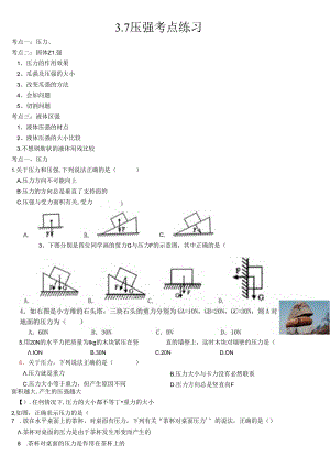 3.7压强分考点练习浙教版七年级下册科学.docx