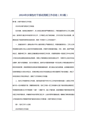 2024年乡镇包村干部试用期工作总结（共3篇）.docx