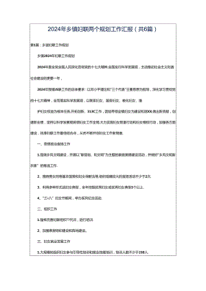 2024年乡镇妇联两个规划工作汇报（共6篇）.docx