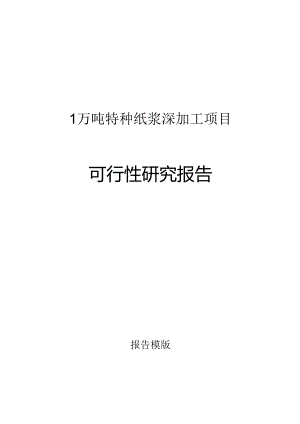 1万吨特种纸浆深加工项目可行性研究报告申请报告.docx