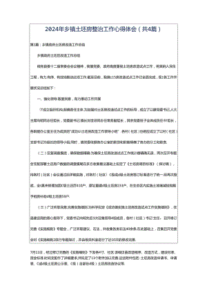 2024年乡镇土坯房整治工作心得体会（共4篇）.docx