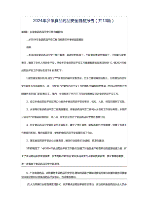 2024年乡镇食品药品安全自查报告（共13篇）.docx