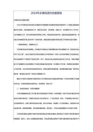 2024年乡镇后进村自查报告.docx