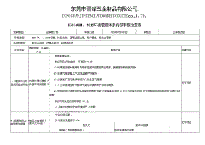 ISO14001：2015环境管理体系内部审核检查表.docx