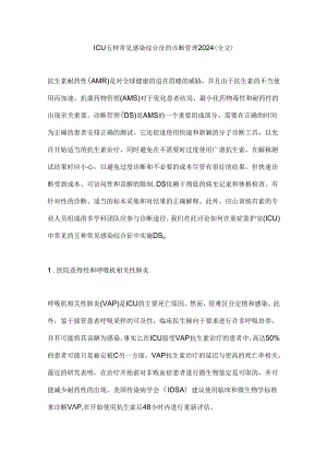 ICU五种常见感染综合征的诊断管理2024（全文）.docx