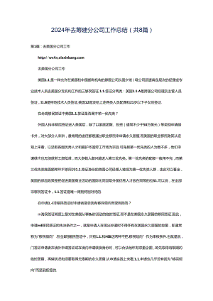 2024年去筹建分公司工作总结（共8篇）.docx
