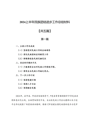 2024上半年民族团结进步工作总结材料.docx