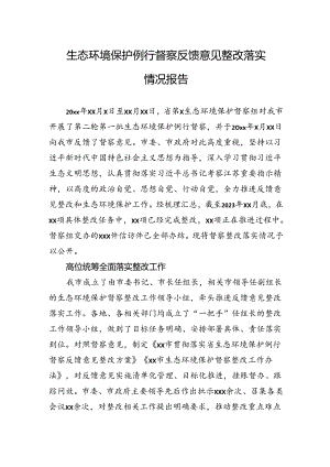 2024年生态环境保护例行督察反馈意见整改落实情况报告.docx