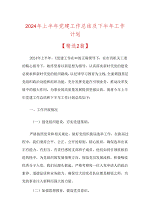 2024年上半年党建工作总结及下半年工作计划（精选）.docx