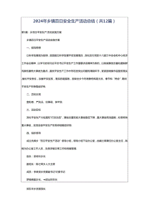 2024年乡镇百日安全生产活动总结（共12篇）.docx