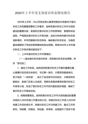 2024年开展上半年《党支部意识形态情况》工作汇报.docx