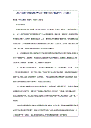 2024年协警大学习大研讨大培训心得体会（共6篇）.docx