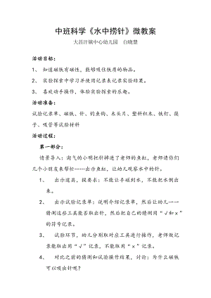 中班科学《水中捞针》PPT课件教案微教案.docx