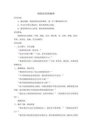 小班社会《妈妈包里的秘密》小班社会《妈妈包里的秘密》教学设计.doc