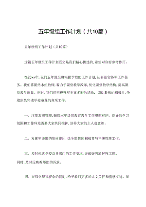 五年级组工作计划(共10篇).docx