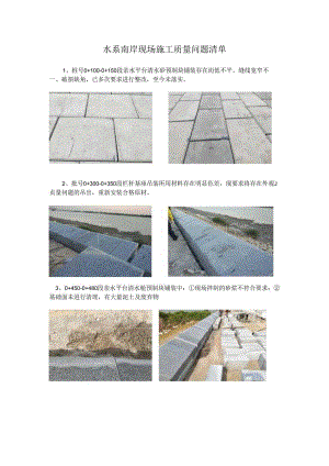 水系南岸现场施工质量问题清单.docx