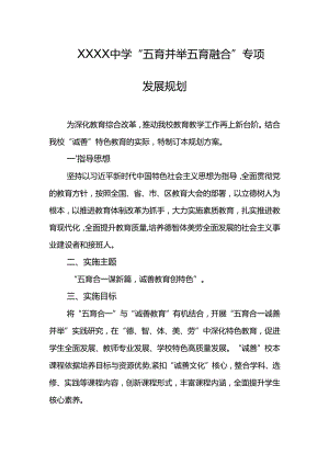 中学“五育并举 五育融合”专项发展规划.docx