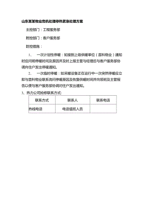 山东某某物业危机处理停热紧急处理方案.docx