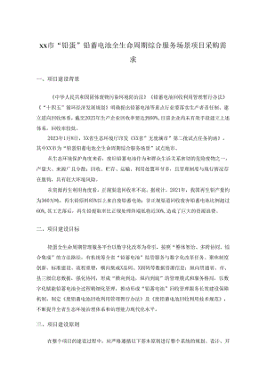 XX市“铅蛋”铅蓄电池全生命周期综合服务场景项目采购需求.docx