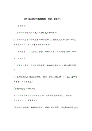 幼儿园大班安全教育教案范例（5份）.docx