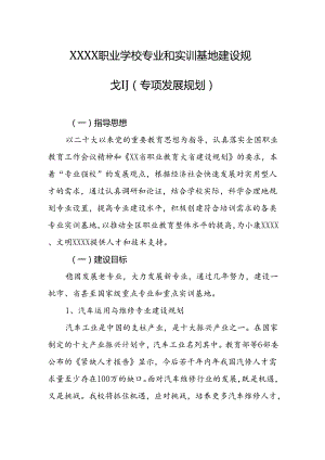 职业学校专业和实训基地建设规划（专项发展规划）.docx