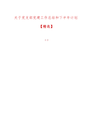 关于党支部党建工作总结和下半年计划.docx