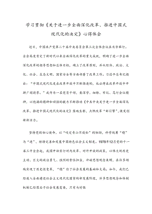 学习贯彻《关于进一步全面深化改革、推进中国式现代化的决定》心得体会.docx