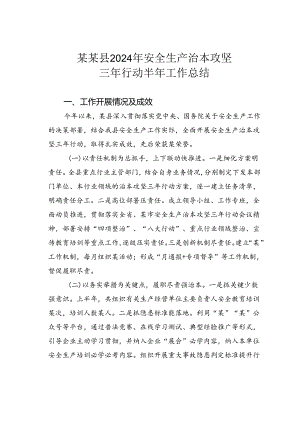 某某县2024年安全生产治本攻坚三年行动半年工作总结.docx