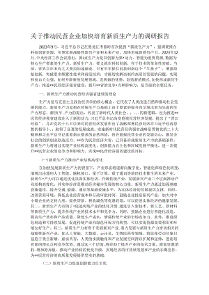 关于推动民营企业加快培育新质生产力的调研报告.docx