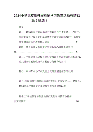 2024小学党支部开展党纪学习教育活动总结12篇（精选）.docx