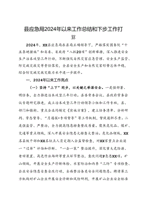 县应急局2024年以来工作总结和下步工作打算.docx