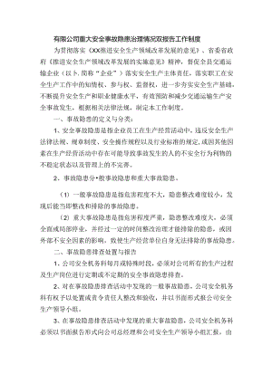 有限公司重大安全事故隐患治理情况双报告工作制度.docx