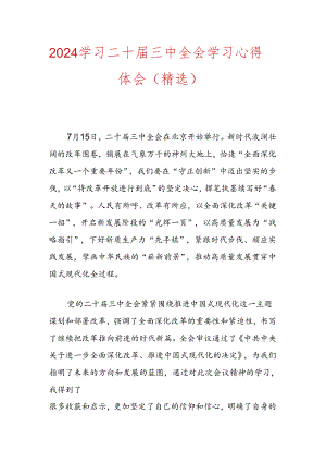 2024学习二十届三中全会学习心得体会（精选）.docx