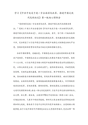 学习《中共中央关于进一步全面深化改革、推进中国式现代化的决定》第一板块心得体会.docx
