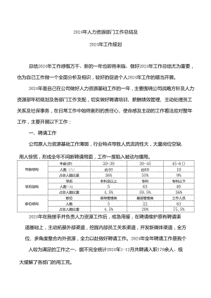 2024年人力资源部门工作总结及2024年工作计划.docx