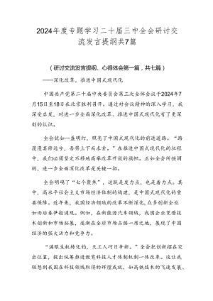 2024年度专题学习二十届三中全会研讨交流发言提纲共7篇.docx