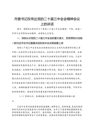 市委书记在传达党的二十届三中全会精神会议上的讲话.docx