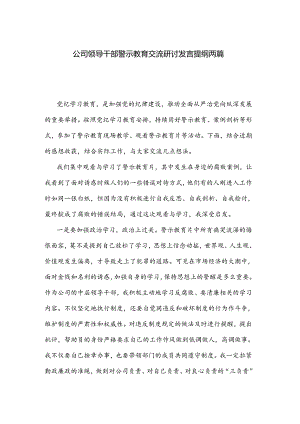公司领导干部警示教育交流研讨发言提纲两篇.docx