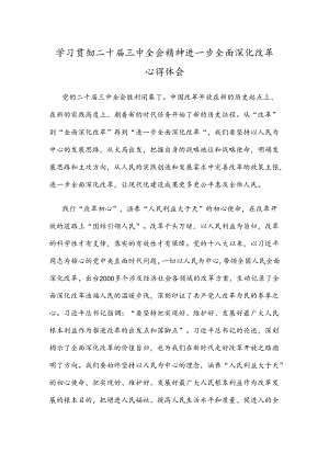 学习贯彻二十届三中全会精神进一步全面深化改革心得体会.docx