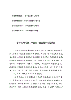 4篇 2024年学习贯彻党的二十届三中全会精神发言稿心得体会.docx