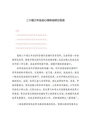 4篇 二十届三中全会心得体会研讨发言.docx