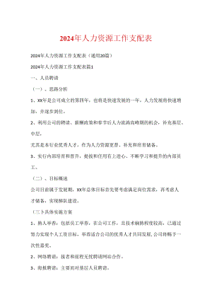 2024年人力资源工作计划表.docx