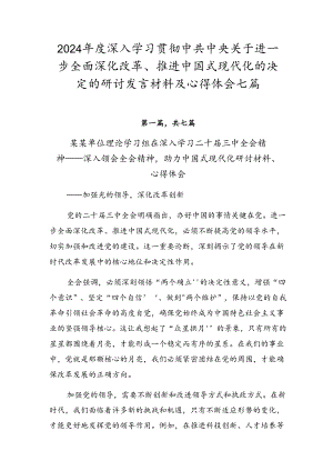 2024年度深入学习贯彻中共中央关于进一步全面深化改革、推进中国式现代化的决定的研讨发言材料及心得体会七篇.docx