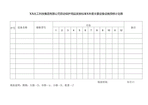 XX化工科技集团有限公司劳动保护用品发放标准X年度主要设备设施预修计划表 （2024年）.docx