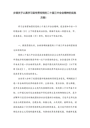乡镇学习宣传贯彻党的二十届三中全会公报精神工作实施活动方案2篇.docx