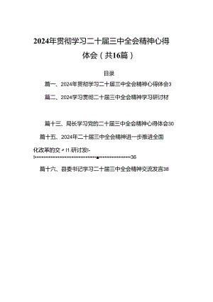 2024年贯彻学习二十届三中全会精神心得体会16篇（精选版）.docx