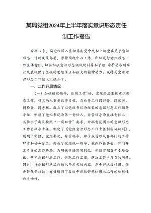 某局党组2024+年上半年落实意识形态责任制工作报告.docx