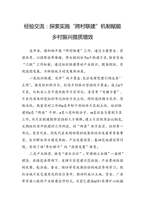 经验交流：探索实施“跨村联建”机制赋能乡村振兴提质增效.docx